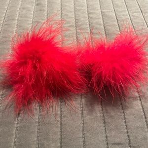 Red Hair puffs with clips worn once